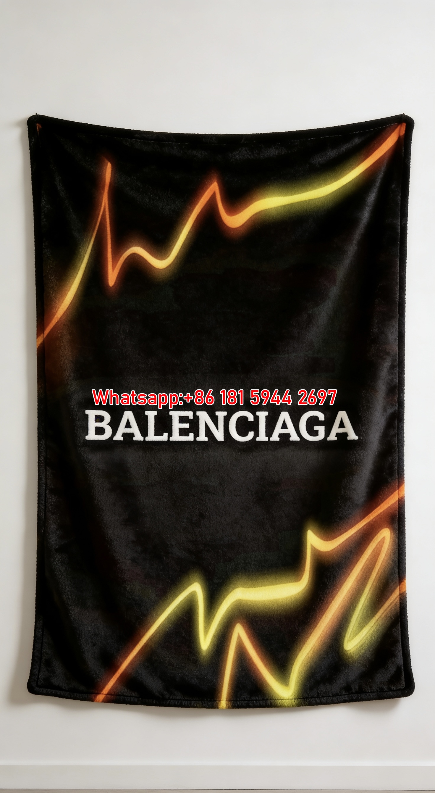 Balenciaga Neon Wave Flannel Sofa Throw Blanket BA192